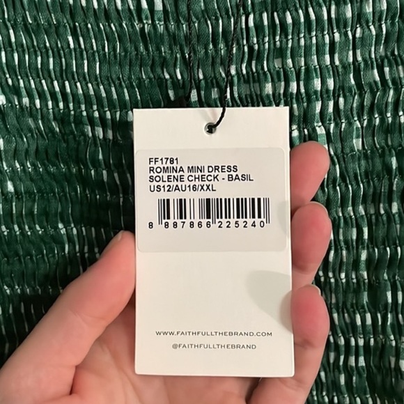 🪀 {PRICE FIRM} Faithfull the Brand Romina Mini Dress — Basil Solene Check Print - Picture 6 of 10